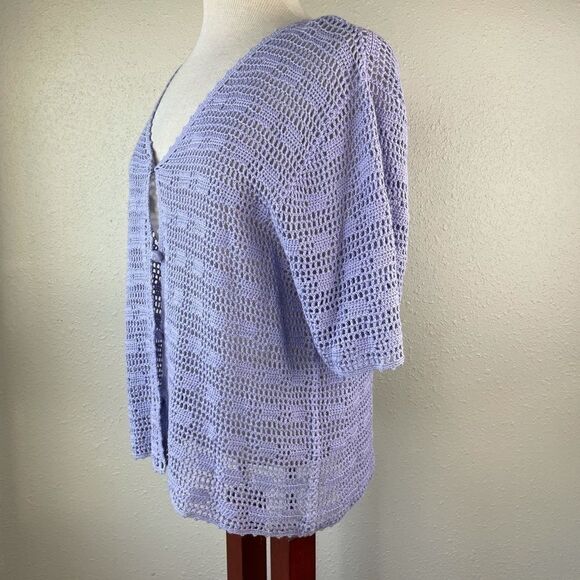 JM Collection Lavender Loose Kit Cardigan Top EUC - Picture 4 of 7